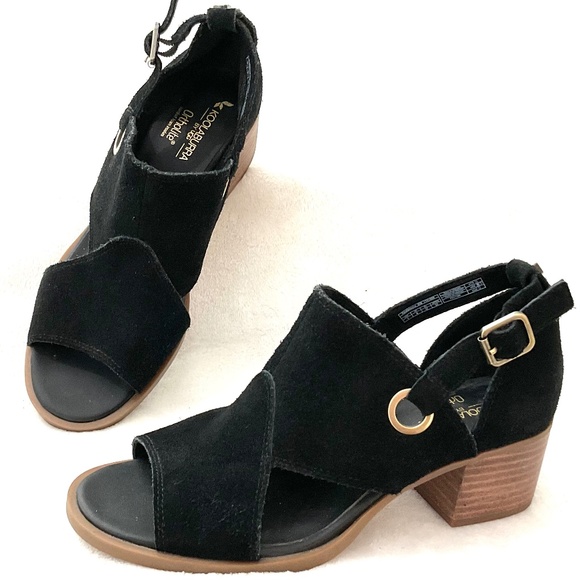 Black Koolaburra by Ugg Dressy Suede Strappy Chunky Block Heel Open Toe Sz 6 - Picture 8 of 16
